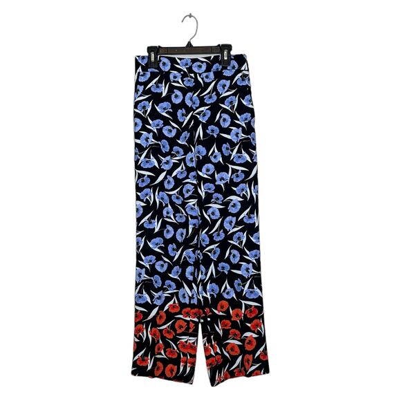 Ann Taylor black blue red floral side zipper pants size 00P - Picture 8 of 9